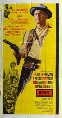e337 HOMBRE three-sheet movie poster '66 Paul Newman, Martin Ritt, March