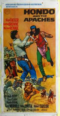e340 HONDO & THE APACHES three-sheet movie poster '67 Native Americans!