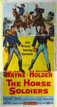 e342 HORSE SOLDIERS three-sheet movie poster '59 John Wayne, William Holden