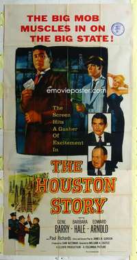 e346 HOUSTON STORY three-sheet movie poster '55 Gene Barry, William Castle
