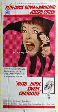 e349 HUSH HUSH SWEET CHARLOTTE three-sheet movie poster '65 Bette Davis