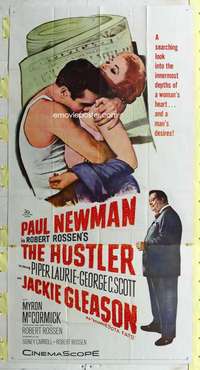 e350 HUSTLER three-sheet movie poster '61 Paul Newman, Jackie Gleason, Laurie