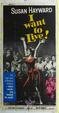 e351 I WANT TO LIVE three-sheet movie poster '58 Hayward as Barbara Graham!