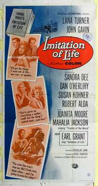 e355 IMITATION OF LIFE three-sheet movie poster '59 Lana Turner, Sandra Dee