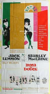 e362 IRMA LA DOUCE three-sheet movie poster '63 Billy Wilder, MacLaine