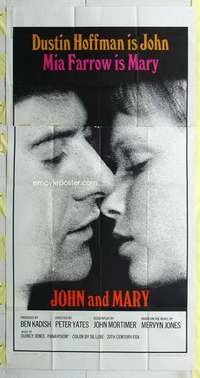 e368 JOHN & MARY int'l three-sheet movie poster '69 Dustin Hoffman, Mia Farrow