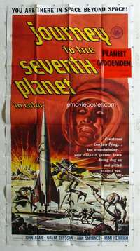 e370 JOURNEY TO THE SEVENTH PLANET three-sheet movie poster '61 AIP sci-fi!