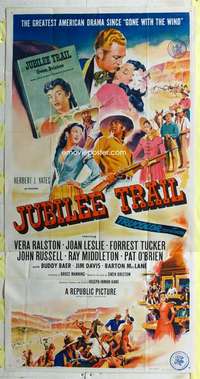 e371 JUBILEE TRAIL three-sheet movie poster '54 Vera Ralston, Joan Leslie