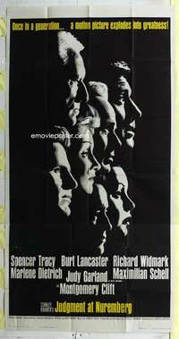 e372 JUDGMENT AT NUREMBERG three-sheet movie poster '61 Spencer Tracy