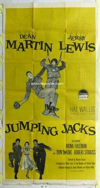 e373 JUMPING JACKS int'l three-sheet movie poster R59 Dean Martin & Jerry Lewis