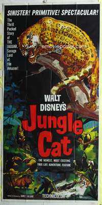 e375 JUNGLE CAT three-sheet movie poster '60 Walt Disney True-Life Adventure!