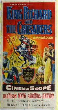 e379 KING RICHARD & THE CRUSADERS three-sheet movie poster '54 Rex Harrison