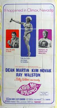 e380 KISS ME STUPID three-sheet movie poster '65 Billy Wilder, Kim Novak