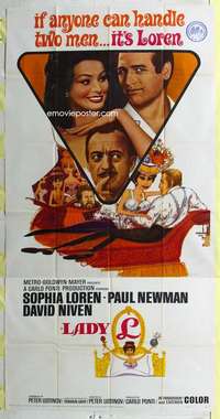e383 LADY L three-sheet movie poster '66 Sophia Loren, Paul Newman, Niven