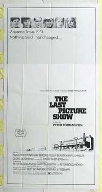 e386 LAST PICTURE SHOW three-sheet movie poster '71 Bogdonovich, Bridges