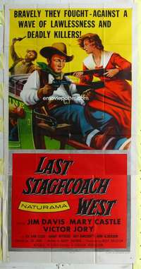 e387 LAST STAGECOACH WEST three-sheet movie poster '57 Jim Davis, Mary Castle