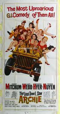 e388 LAST TIME I SAW ARCHIE three-sheet movie poster '61 Robert Mitchum