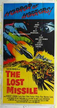 e400 LOST MISSILE three-sheet movie poster '58 sci-fi, horror of horrors!