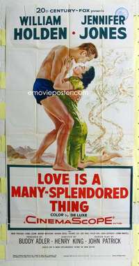 e403 LOVE IS A MANY-SPLENDORED THING three-sheet movie poster '55 Holden