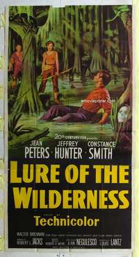 e406 LURE OF THE WILDERNESS three-sheet movie poster '52 Jean Peters