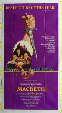 e407 MACBETH three-sheet movie poster '72 Roman Polanski, Shakespeare
