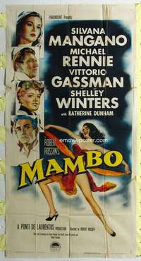 e409 MAMBO three-sheet movie poster '54 Michael Rennie, Silvana Mangano