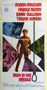 e410 MAN IN THE MIDDLE three-sheet movie poster '64 Robert Mitchum, Nuyen