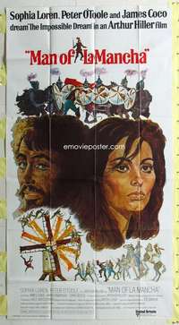 e412 MAN OF LA MANCHA int'l three-sheet movie poster '72 Peter O'Toole, Loren