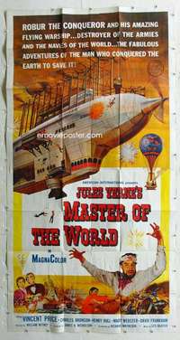 e419 MASTER OF THE WORLD three-sheet movie poster '61 Jules Verne, sci-fi