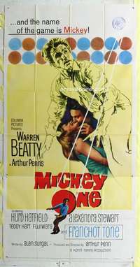 e427 MICKEY ONE three-sheet movie poster '65 Warren Beatty, Hurd Hatfield