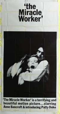e431 MIRACLE WORKER three-sheet movie poster '62 Anne Bancroft, Patty Duke