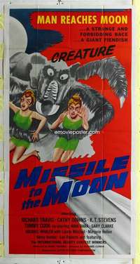 e433 MISSILE TO THE MOON three-sheet movie poster '59 giant fiendish creature!