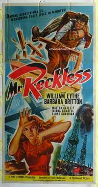 e438 MR RECKLESS three-sheet movie poster '48 William Eythe, Barbara Britton
