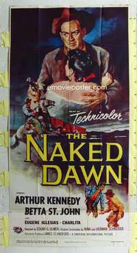 e444 NAKED DAWN three-sheet movie poster '55 Edgar Ulmer, Betta St. John