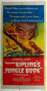 e374 JUNGLE BOOK three-sheet movie poster R47 Sabu, Rudyard Kipling