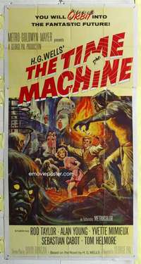 e562 TIME MACHINE three-sheet movie poster '60 H.G. Wells, Mimieux
