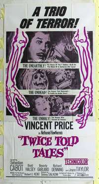 e575 TWICE TOLD TALES three-sheet movie poster '63 Vincent Price horror!