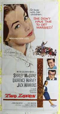 e576 TWO LOVES three-sheet movie poster '61 Shirley MacLaine, Laurence Harvey