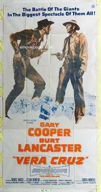 e580 VERA CRUZ three-sheet movie poster '55 Gary Cooper, Burt Lancaster