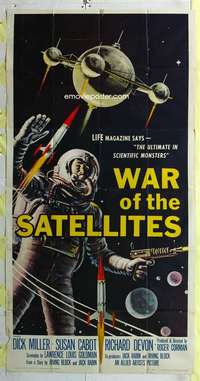 e589 WAR OF THE SATELLITES three-sheet movie poster '58 Roger Corman, sci-fi!