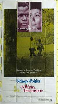 e590 WARM DECEMBER three-sheet movie poster '73 Sidney Poitier, Ester Anderson