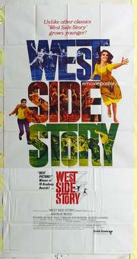 e593 WEST SIDE STORY three-sheet movie poster R68 Wise, classic musical!