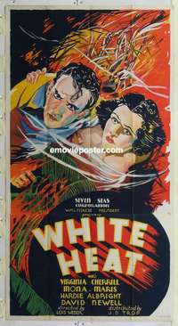 e598 WHITE HEAT three-sheet movie poster '34 Kamaunani Achi, wild image!