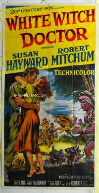e599 WHITE WITCH DOCTOR three-sheet movie poster '53 Susan Hayward, Mitchum
