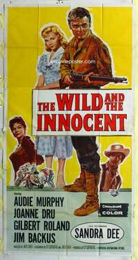 e600 WILD & THE INNOCENT three-sheet movie poster '59 Audie Murphy, Dru