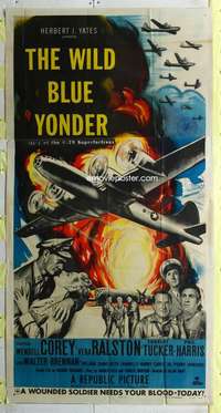 e601 WILD BLUE YONDER three-sheet movie poster '51 cool B-29 bomber image!