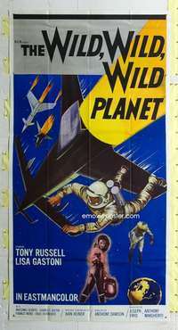 e604 WILD, WILD, WILD PLANET three-sheet movie poster '65 cool sci-fi image!