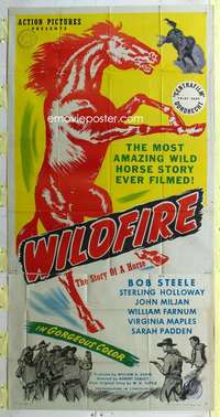 e605 WILDFIRE three-sheet movie poster '45 story of an amazing wild horse!