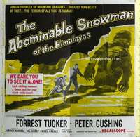 e024 ABOMINABLE SNOWMAN OF THE HIMALAYAS six-sheet movie poster '57 Cushing