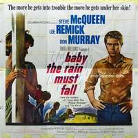 e026 BABY THE RAIN MUST FALL six-sheet movie poster '65 Steve McQueen